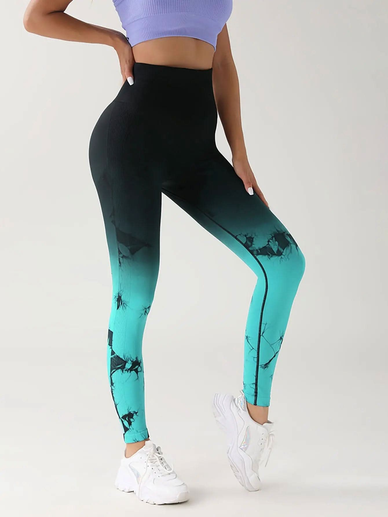 Saboor store  Green / L Tie Dye leggings Color Yoga Sports Leggings