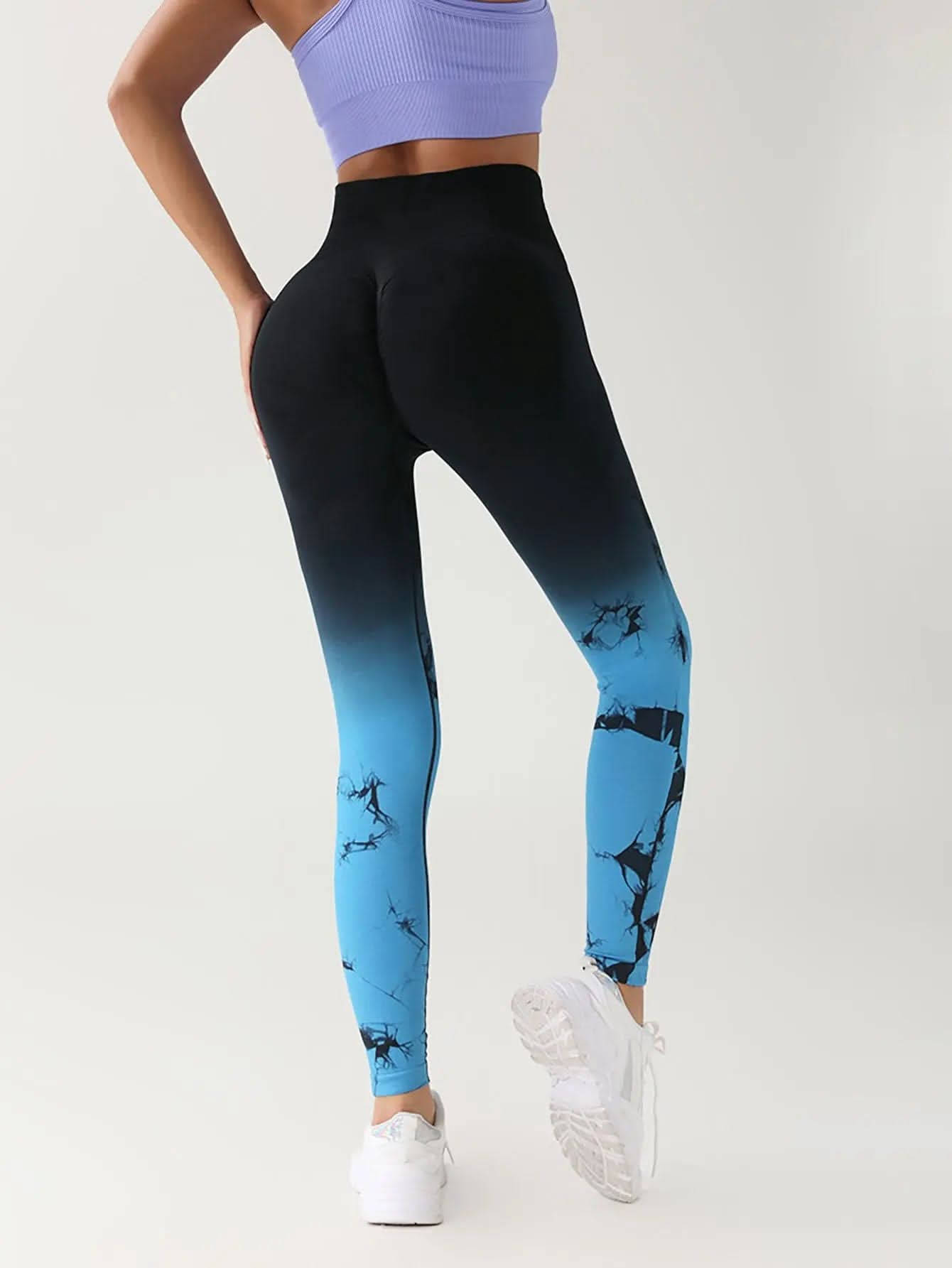 Saboor store  Blue / M Tie Dye leggings Color Yoga Sports Leggings