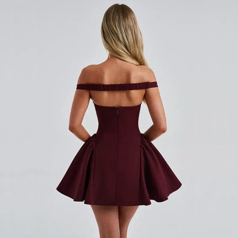 Women's Autumn New Backless Solid Color Slim Dress Saboor store