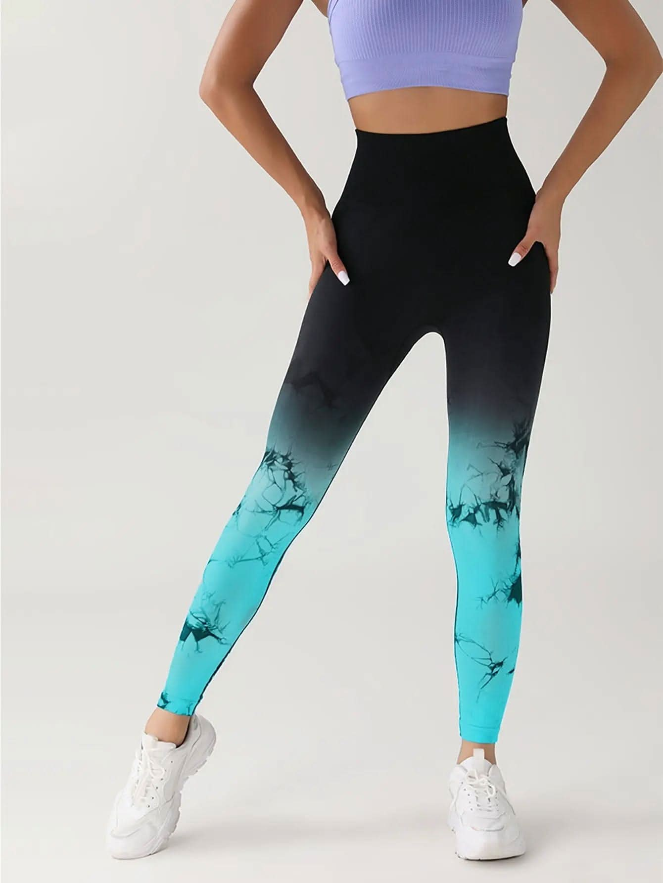 Saboor store  Green / M Tie Dye leggings Color Yoga Sports Leggings