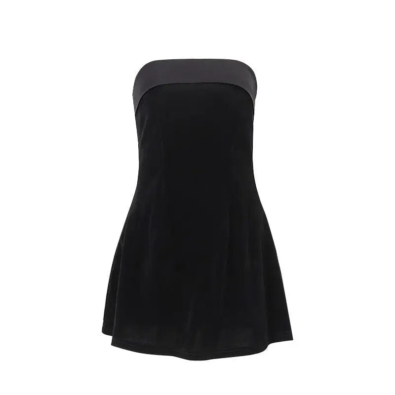 Ins Slim Tube-top Dress Fashion Zipper A-line Short Dresses Party Evening Clothing For Women Saboor store