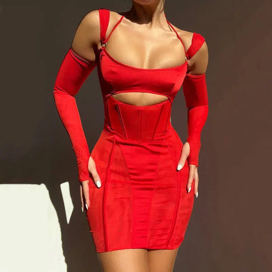 Women's Sling Tight Dress Fashion Backless Mesh See-through Hip Skirt Saboor store