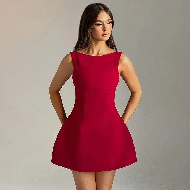 Sexy Slim-fitting Backless Dress Summer Sleeveless Short Dresses Saboor store