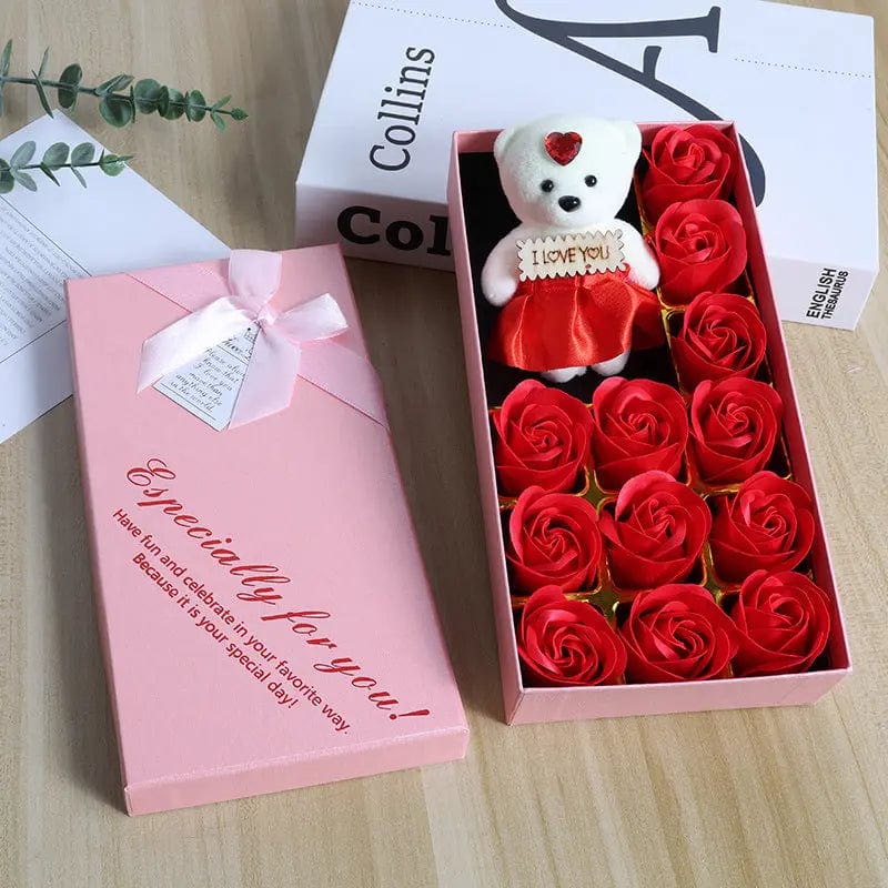 Saboor store  12 Plus Bear All Red Gift Box Rose Soap Flower Festival