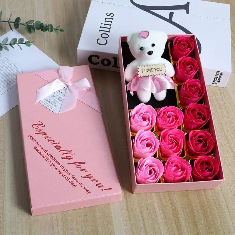 Saboor store  12 Plus Bear Pink Gradient Gift Box Rose Soap Flower Festival