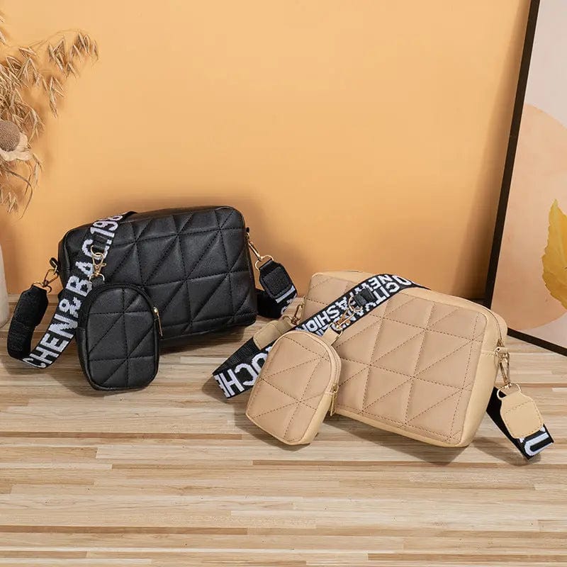 Saboor store 2Pcs Rhombus Shoulder Bag With Wallet Le 2Pcs Rhombus Shoulder Bag With Wallet Letter Print Wide Shoulder Strap Small Square Bag Large Capacity Cell Phone Crossbody Bags