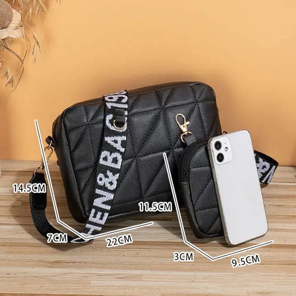 Saboor store 2Pcs Rhombus Shoulder Bag With Wallet Le 2Pcs Rhombus Shoulder Bag With Wallet Letter Print Wide Shoulder Strap Small Square Bag Large Capacity Cell Phone Crossbody Bags