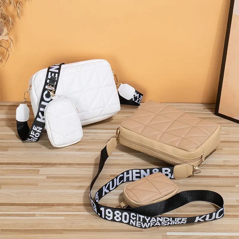 Saboor store 2Pcs Rhombus Shoulder Bag With Wallet Le 2Pcs Rhombus Shoulder Bag With Wallet Letter Print Wide Shoulder Strap Small Square Bag Large Capacity Cell Phone Crossbody Bags