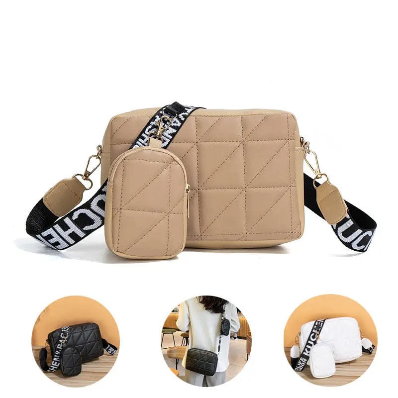 Saboor store 2Pcs Rhombus Shoulder Bag With Wallet Le 2Pcs Rhombus Shoulder Bag With Wallet Letter Print Wide Shoulder Strap Small Square Bag Large Capacity Cell Phone Crossbody Bags