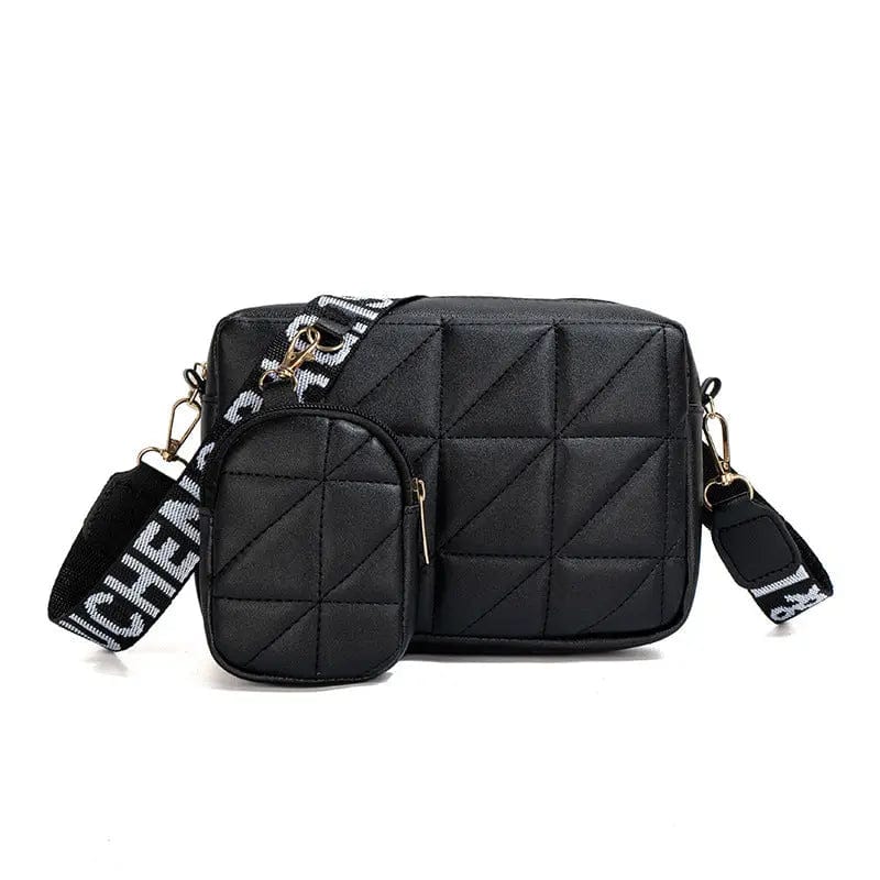 Saboor store 2Pcs Rhombus Shoulder Bag With Wallet Le Black 2Pcs Rhombus Shoulder Bag With Wallet Letter Print Wide Shoulder Strap Small Square Bag Large Capacity Cell Phone Crossbody Bags