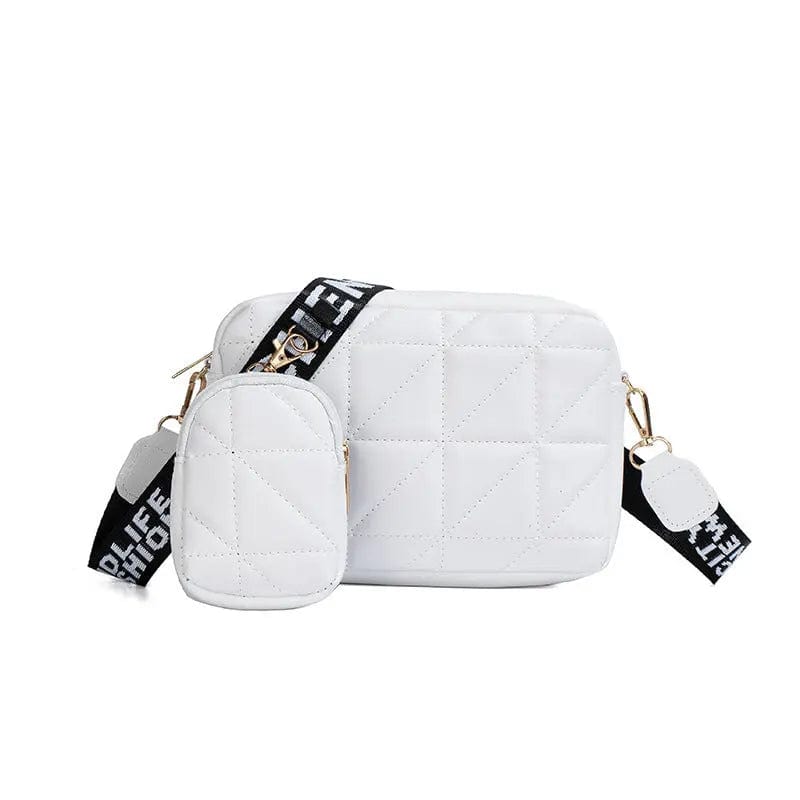 Saboor store 2Pcs Rhombus Shoulder Bag With Wallet Le White 2Pcs Rhombus Shoulder Bag With Wallet Letter Print Wide Shoulder Strap Small Square Bag Large Capacity Cell Phone Crossbody Bags