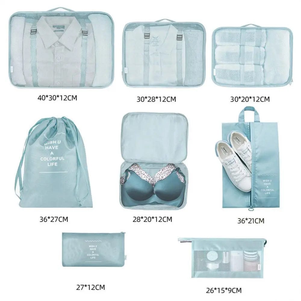 Saboor store 8-piece Set Luggage Divider Bag Travel S 8-piece Set Luggage Divider Bag Travel Storage Clothes Underwear Shoes Organizer Packing Cube Bag