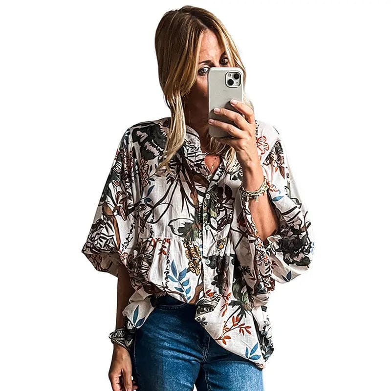 Saboor store  All-match Floral Print Shirt For Women All-match Floral Print Shirt For Women