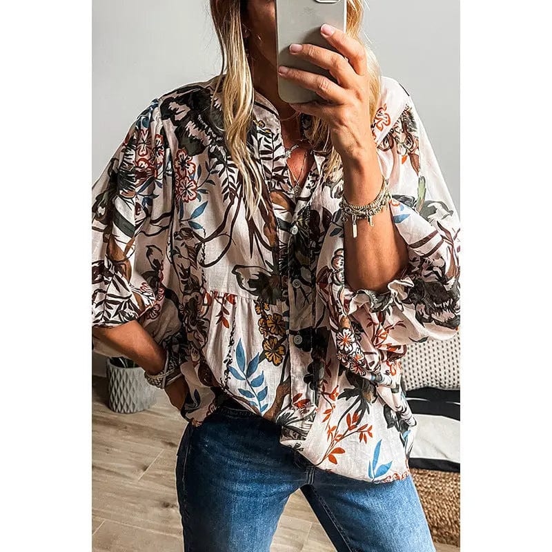 Saboor store  All-match Floral Print Shirt For Women All-match Floral Print Shirt For Women