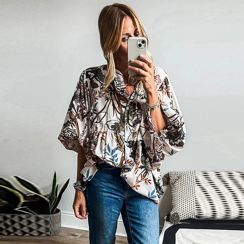 Saboor store  All-match Floral Print Shirt For Women All-match Floral Print Shirt For Women