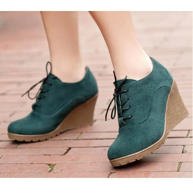 Saboor store Ankle Boots Flat Casual Women's Shoes La Green / 34 Ankle Boots Flat Casual Women's Shoes Lace-up Wedge