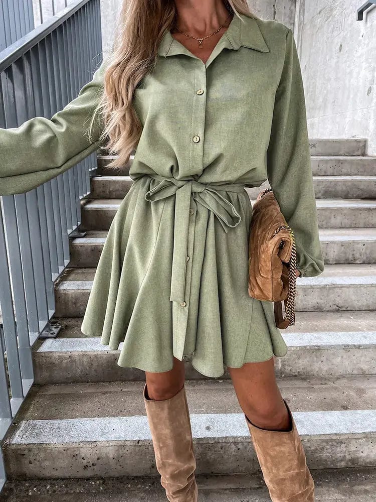 Saboor store  Autumn Leisure Women's Clothing Blouse Collar Long Sleeve Loose Casual Jumpsuit Green / L Autumn Leisure Women's Clothing Blouse Collar Long Sleeve Loose Casual Jumpsuit