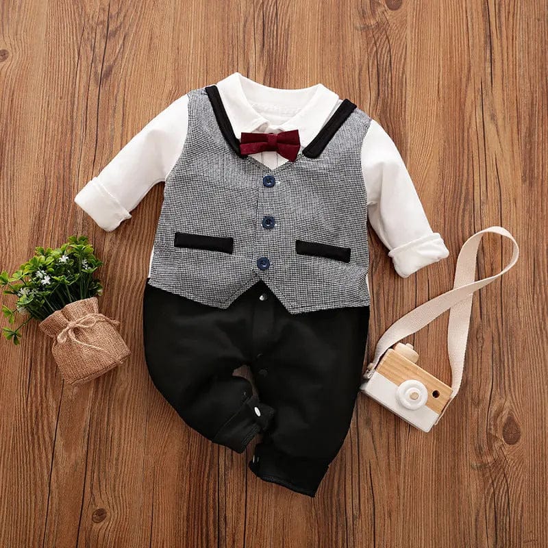 Saboor store  Baby Jumpsuit Spring And Autumn Models Foreign Trade Gentleman Baby Clothes Long-Sleeved Baby Clothes Baby Clothes as shown / 59cm / H Baby Jumpsuit Spring And Autumn Models Foreign Trade Gentleman Baby Clothes Long-Sleeved Baby Clothes Baby Clothes