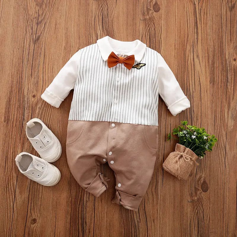 Saboor store  Baby Jumpsuit Spring And Autumn Models Foreign Trade Gentleman Baby Clothes Long-Sleeved Baby Clothes Baby Clothes as shown / 59cm / I Baby Jumpsuit Spring And Autumn Models Foreign Trade Gentleman Baby Clothes Long-Sleeved Baby Clothes Baby Clothes