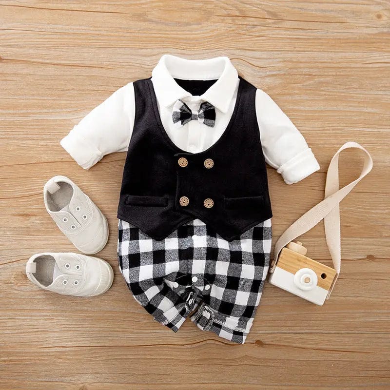 Saboor store  Baby Jumpsuit Spring And Autumn Models Foreign Trade Gentleman Baby Clothes Long-Sleeved Baby Clothes Baby Clothes as shown / 59cm / L Baby Jumpsuit Spring And Autumn Models Foreign Trade Gentleman Baby Clothes Long-Sleeved Baby Clothes Baby Clothes