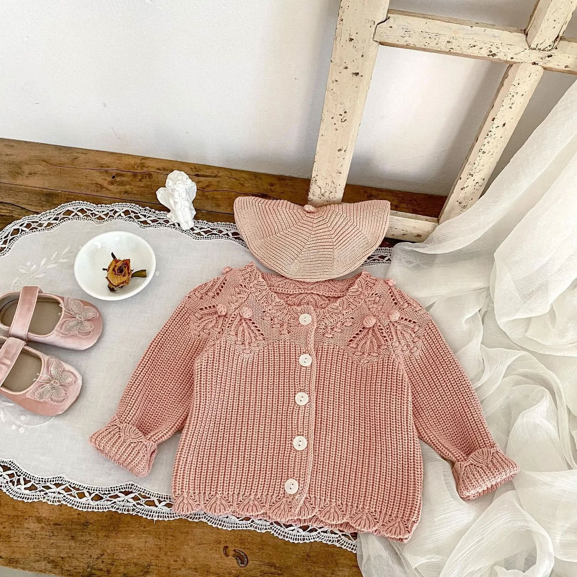 Saboor store  Baby Knitted Lace Wool Cardigan Coat