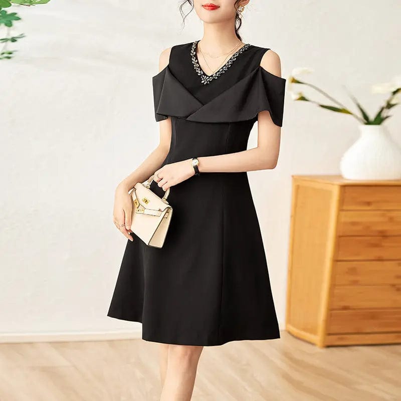 Saboor store  Black / L slim fit dress