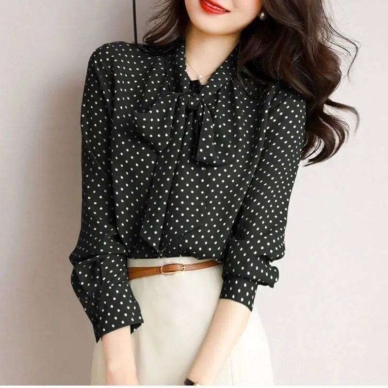 Saboor store  Black / L Women's Fashionable Polka Dot Shirt Casual Top