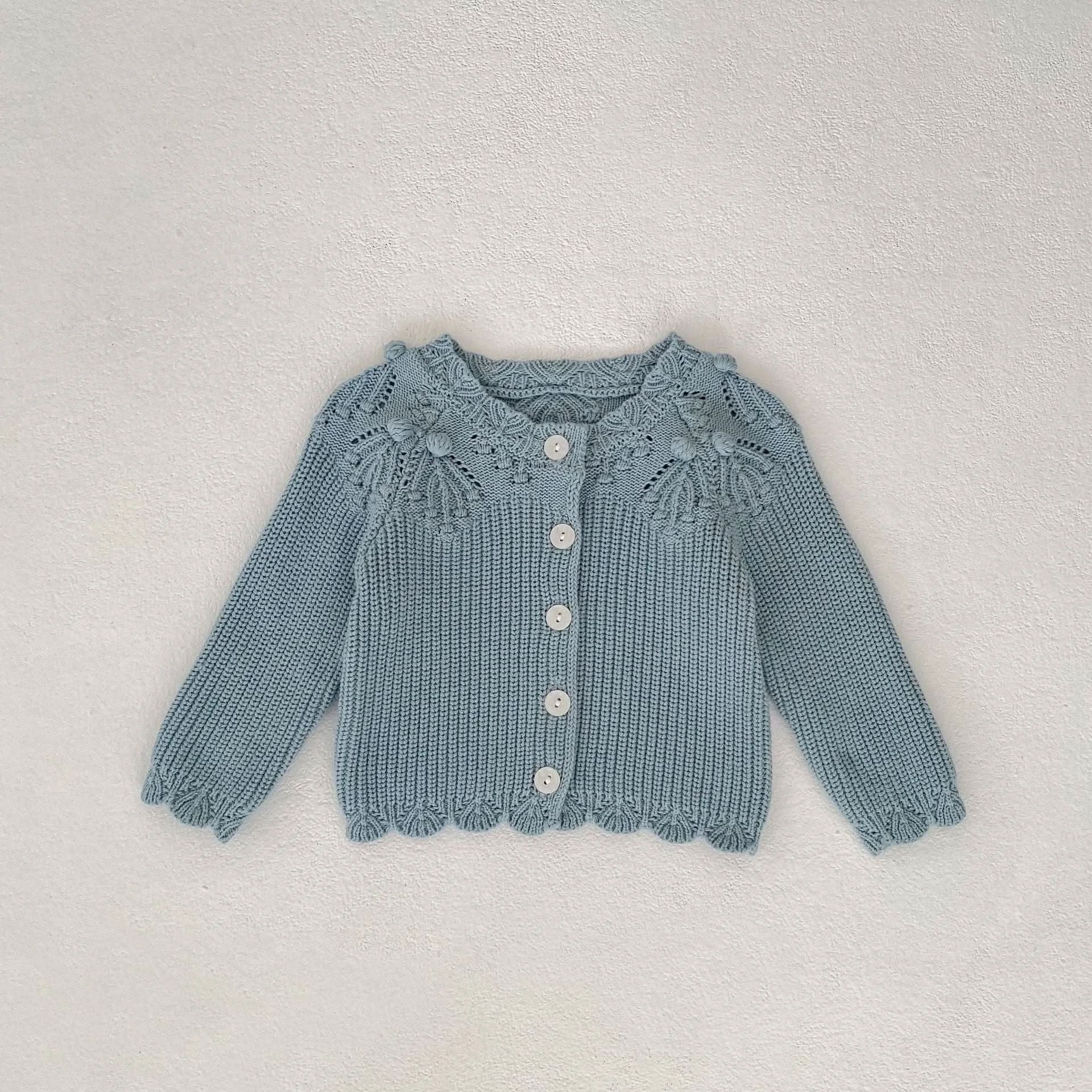 Saboor store  Blue / 100cm Baby Knitted Lace Wool Cardigan Coat