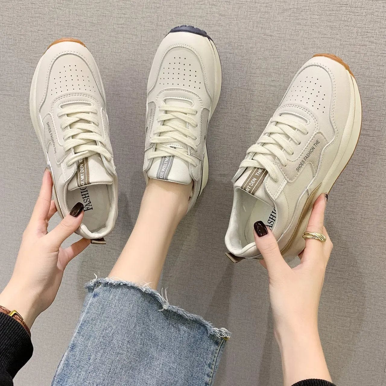 Saboor store Breathable Low Top Flat Bottom 41 Size F Breathable Low Top Flat Bottom 41 Size Female Lace-up Casual Shoes