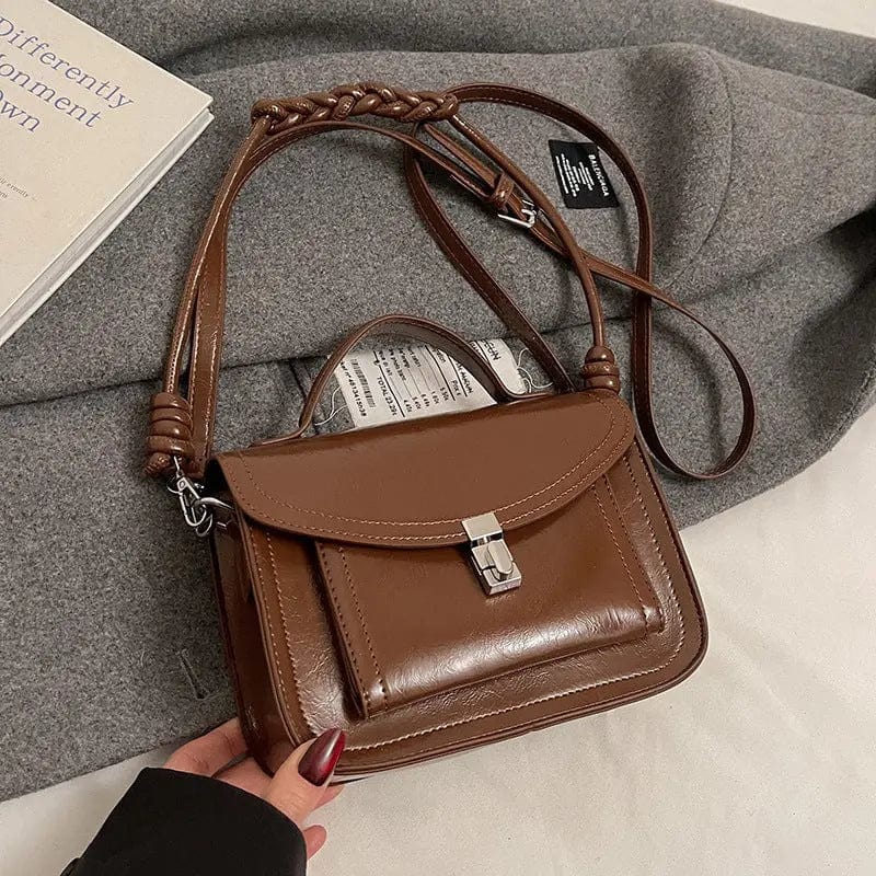 Saboor store Casual Small Square Shoulder Bag Retro P Brown Without Pendant Casual Small Square Shoulder Bag Retro Portable Messenger Handbags For Women