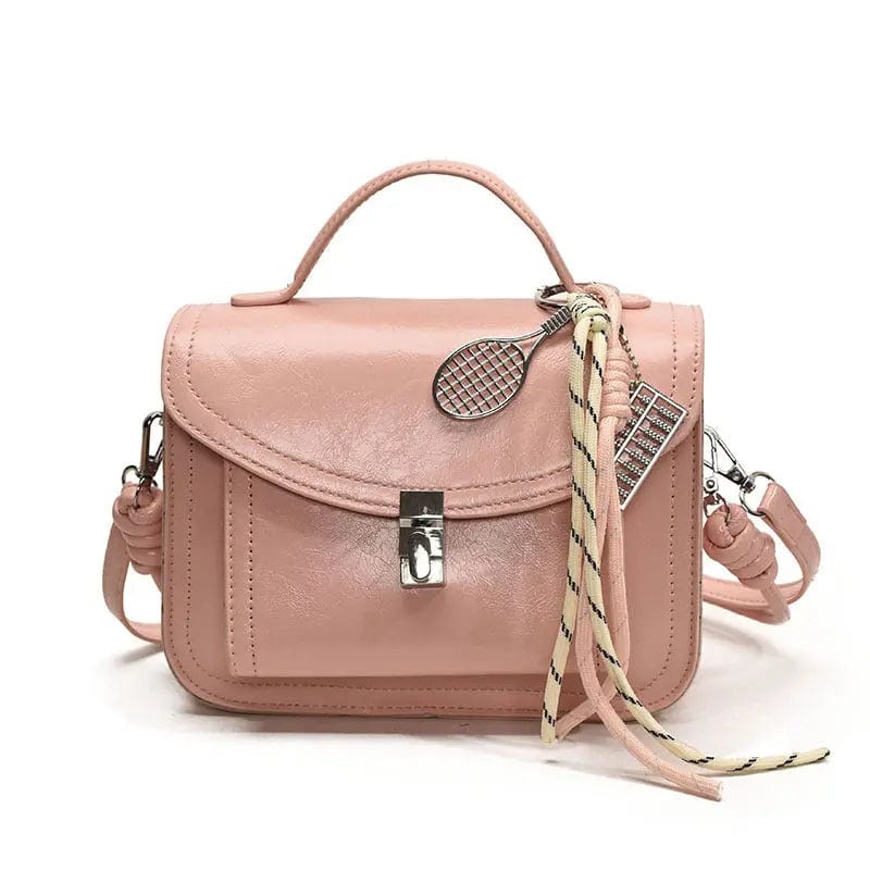 Saboor store Casual Small Square Shoulder Bag Retro P Pink With Pendant Casual Small Square Shoulder Bag Retro Portable Messenger Handbags For Women