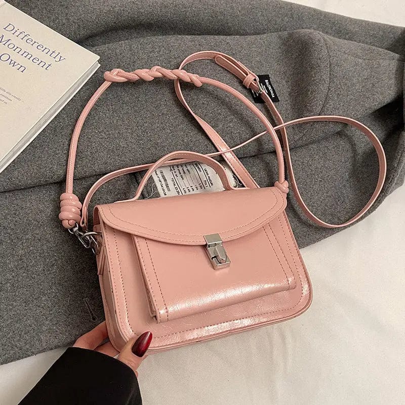 Saboor store Casual Small Square Shoulder Bag Retro P Pink Without Pendant Casual Small Square Shoulder Bag Retro Portable Messenger Handbags For Women