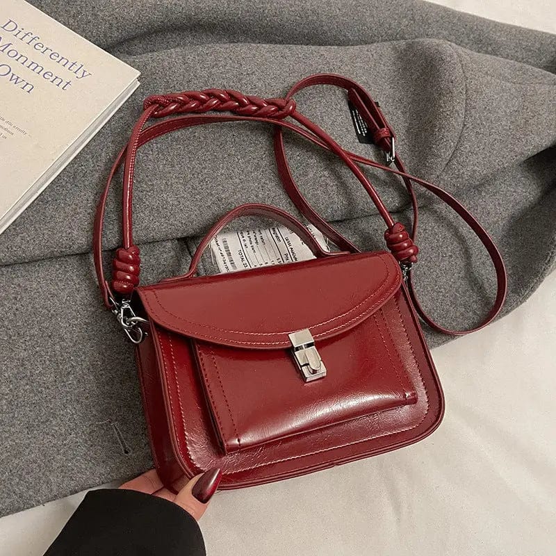 Saboor store Casual Small Square Shoulder Bag Retro P Red Without Pendant Casual Small Square Shoulder Bag Retro Portable Messenger Handbags For Women