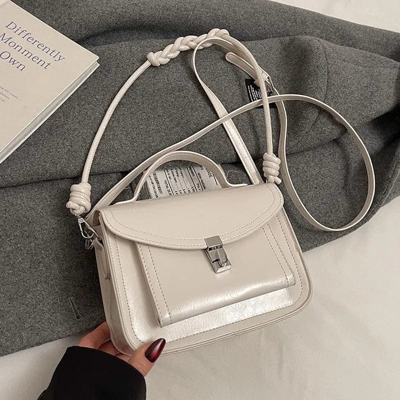 Saboor store Casual Small Square Shoulder Bag Retro P White Without Pendant Casual Small Square Shoulder Bag Retro Portable Messenger Handbags For Women