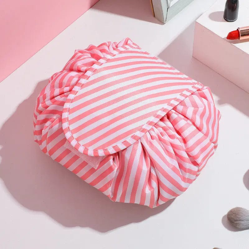 Saboor store Cosmetic Bag Storage Bag Large Capacity Fresh pink and white strips Cosmetic Bag Storage Bag Large Capacity Cosmetic Travel Storage Bag Portable And Simple