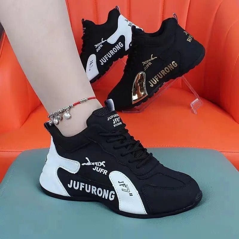 Saboor store Couple Sports Casual PU White Shoes All- Black And White / 36 Couple Sports Casual PU White Shoes All-match Wear-resistant