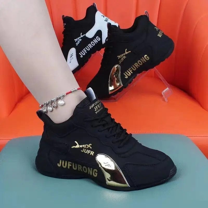 Saboor store Couple Sports Casual PU White Shoes All- Black Gold / 36 Couple Sports Casual PU White Shoes All-match Wear-resistant