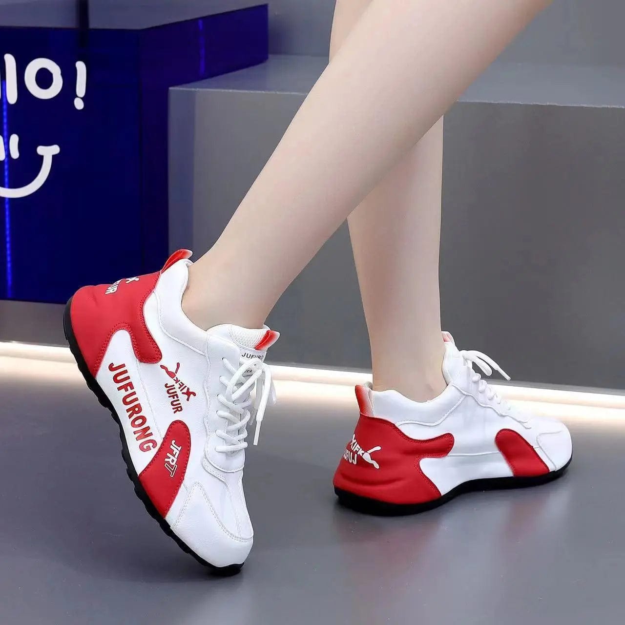 Saboor store Couple Sports Casual PU White Shoes All- Couple Sports Casual PU White Shoes All-match Wear-resistant