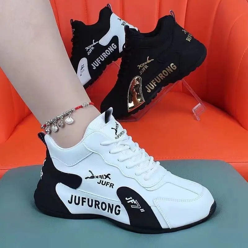 Saboor store Couple Sports Casual PU White Shoes All- White And Black / 36 Couple Sports Casual PU White Shoes All-match Wear-resistant