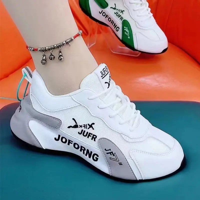 Saboor store Couple Sports Casual PU White Shoes All- White And Gray / 36 Couple Sports Casual PU White Shoes All-match Wear-resistant