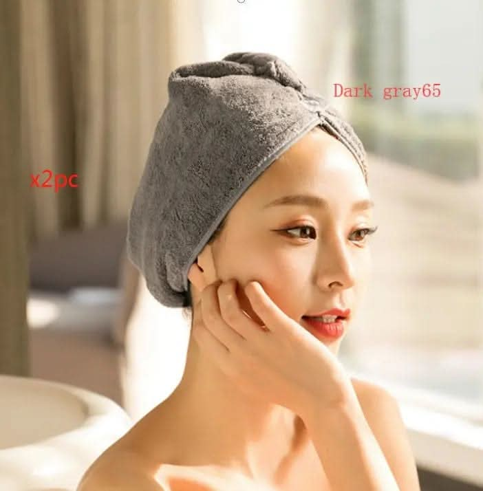 Saboor store  elegant, chic, stylish, trendy, fashion, feminine, classic, modern, boho, casual, formal, party, summer, winter, cozy, sophisticated, minimal, floral, vibrant, luxurious, timeless, comfortable, versatile 2pcs Dark grey65 Women's Hair Dryer Cap, Absorbent Dry Hair Towel