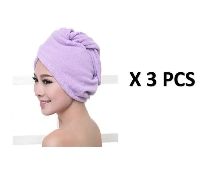 Saboor store  elegant, chic, stylish, trendy, fashion, feminine, classic, modern, boho, casual, formal, party, summer, winter, cozy, sophisticated, minimal, floral, vibrant, luxurious, timeless, comfortable, versatile 3pcs Purple Women's Hair Dryer Cap, Absorbent Dry Hair Towel