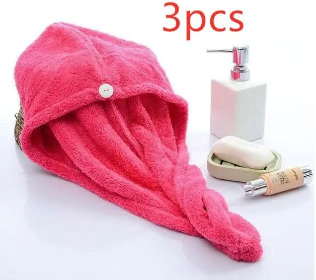 Saboor store  elegant, chic, stylish, trendy, fashion, feminine, classic, modern, boho, casual, formal, party, summer, winter, cozy, sophisticated, minimal, floral, vibrant, luxurious, timeless, comfortable, versatile 3pcs red Women's Hair Dryer Cap, Absorbent Dry Hair Towel