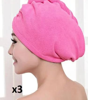 Saboor store  elegant, chic, stylish, trendy, fashion, feminine, classic, modern, boho, casual, formal, party, summer, winter, cozy, sophisticated, minimal, floral, vibrant, luxurious, timeless, comfortable, versatile 3pcs Rose red Women's Hair Dryer Cap, Absorbent Dry Hair Towel