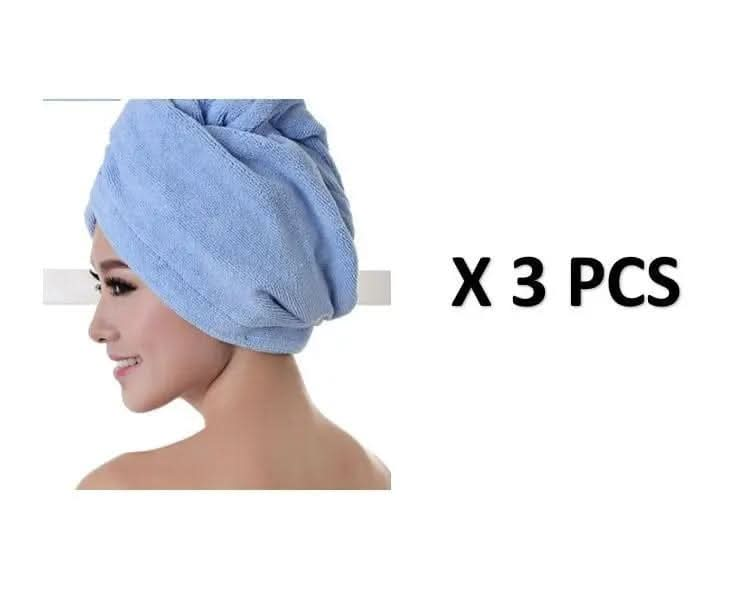 Saboor store  elegant, chic, stylish, trendy, fashion, feminine, classic, modern, boho, casual, formal, party, summer, winter, cozy, sophisticated, minimal, floral, vibrant, luxurious, timeless, comfortable, versatile 3pcs Sky Blue Women's Hair Dryer Cap, Absorbent Dry Hair Towel