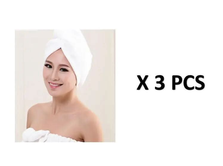 Saboor store  elegant, chic, stylish, trendy, fashion, feminine, classic, modern, boho, casual, formal, party, summer, winter, cozy, sophisticated, minimal, floral, vibrant, luxurious, timeless, comfortable, versatile 3pcs White Women's Hair Dryer Cap, Absorbent Dry Hair Towel