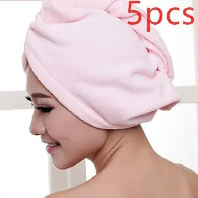 Saboor store  elegant, chic, stylish, trendy, fashion, feminine, classic, modern, boho, casual, formal, party, summer, winter, cozy, sophisticated, minimal, floral, vibrant, luxurious, timeless, comfortable, versatile 5pcs Pink Women's Hair Dryer Cap, Absorbent Dry Hair Towel