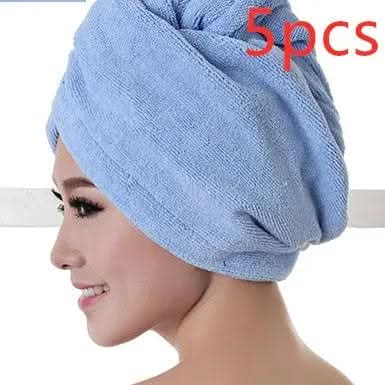 Saboor store  elegant, chic, stylish, trendy, fashion, feminine, classic, modern, boho, casual, formal, party, summer, winter, cozy, sophisticated, minimal, floral, vibrant, luxurious, timeless, comfortable, versatile 5pcs Sky Blue Women's Hair Dryer Cap, Absorbent Dry Hair Towel