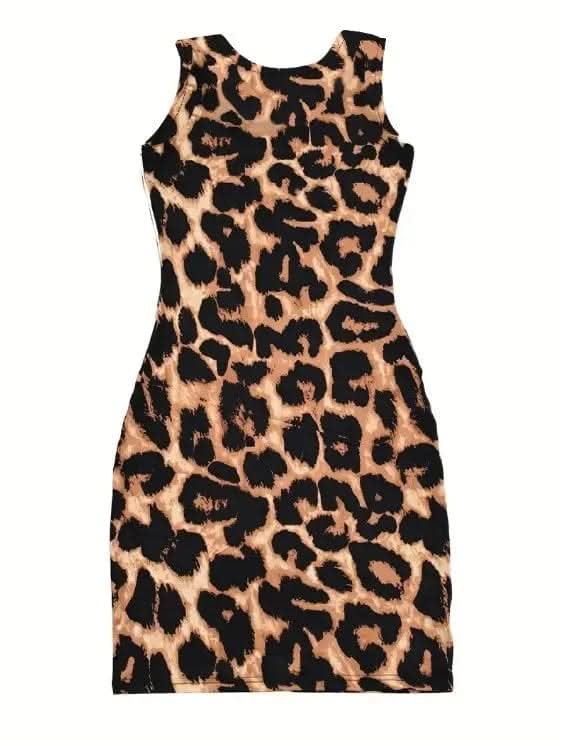 Saboor store  elegant, chic, stylish, trendy, fashion, feminine, classic, modern, boho, casual, formal, party, summer, winter, cozy, sophisticated, minimal, floral, vibrant, luxurious, timeless, comfortable, versatile Ladies' V-neck Leopard Print Chest Hollow Fashion Dress