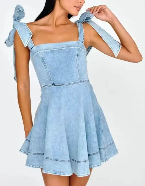 Saboor store  elegant, chic, stylish, trendy, fashion, feminine, classic, modern, boho, casual, formal, party, summer, winter, cozy, sophisticated, minimal, floral, vibrant, luxurious, timeless, comfortable, versatile Light Blue / L Women's Fashion Personality Do The Old Cowboy Dress